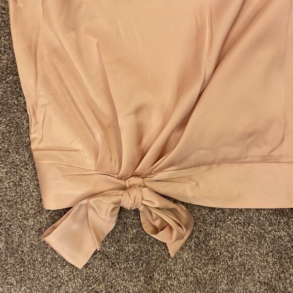 Express Women's Satin One Shoulder Tie Waist Top Pale Pink Size XS - NWT $64 - Picture 8 of 16
